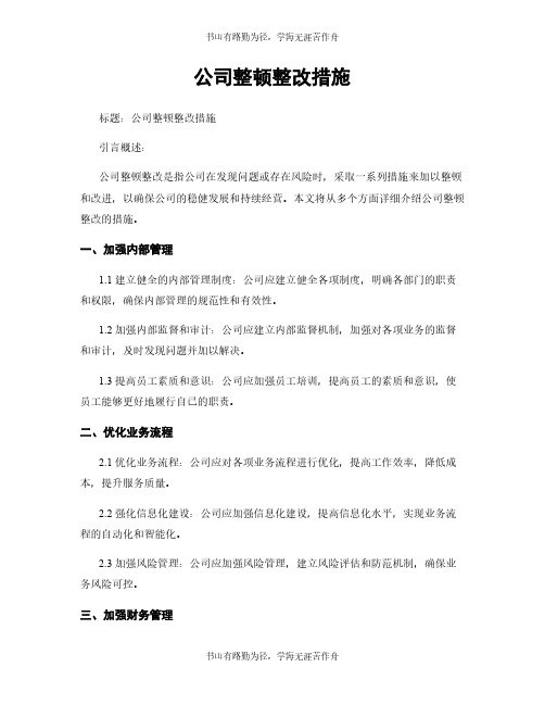 公司整顿整改措施