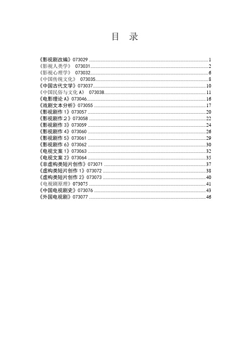 中国传媒大学影视艺术学院戏剧影视文学专业教学大纲