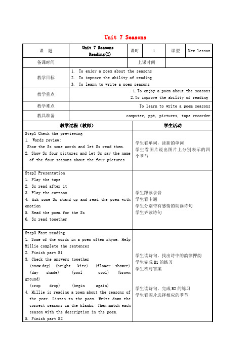 推荐八年级英语上册Unit7SeasonsReadingI教案(新版)牛津版(1)