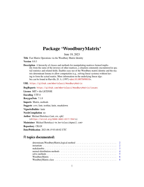 WoodburyMatrix 0.0.3 说明书