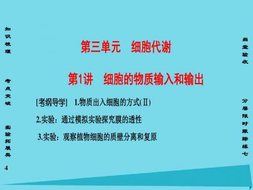 2017版高考生物一轮复习 第3单元 细胞代谢 第1讲 细胞的物质输入和输出课件