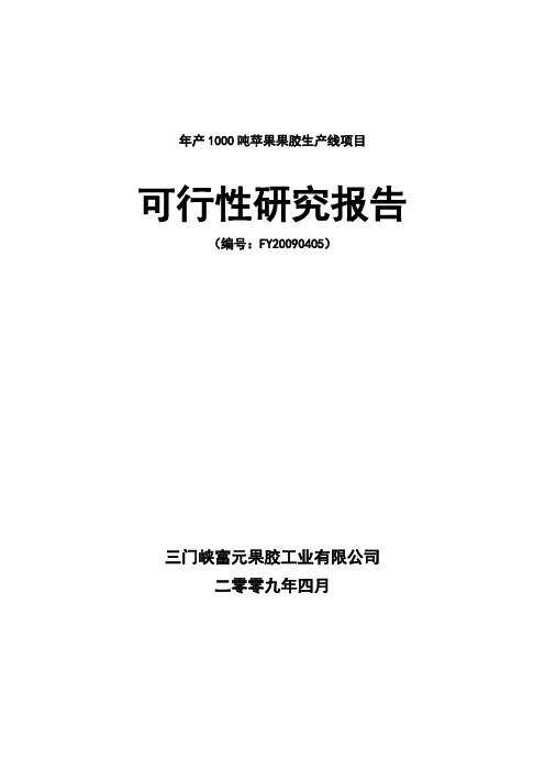 年产1000吨苹果果胶项目可行性研究报告-精品