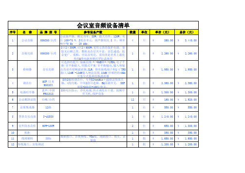 会议室音响配置清单