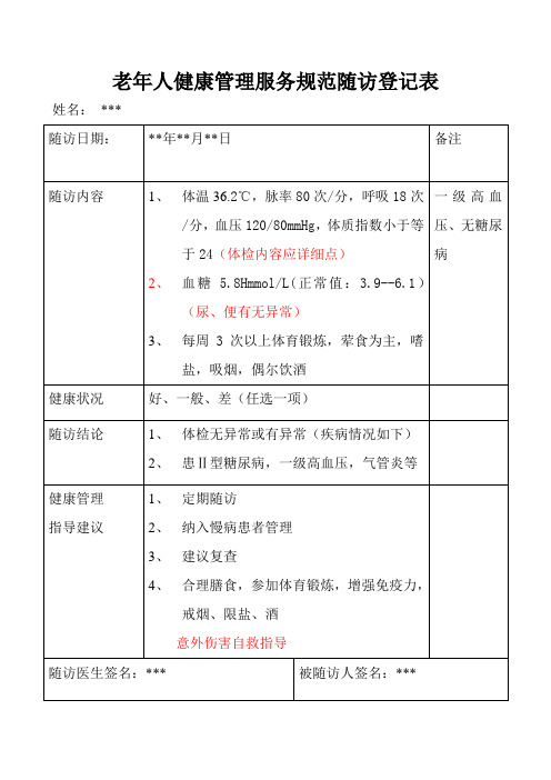 老年人健康管理服务规范随访登记表(1)