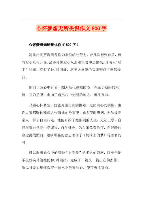 心怀梦想无所畏惧作文800字