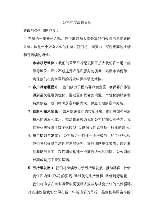 公司年度战略目标