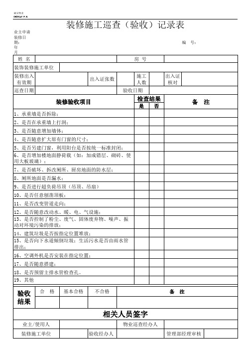 装修巡查(验收)记录表