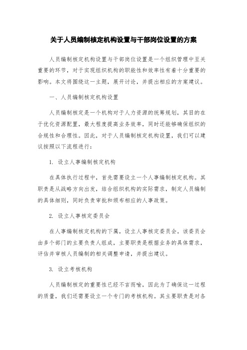 关于人员编制核定机构设置与干部岗位设置的方案