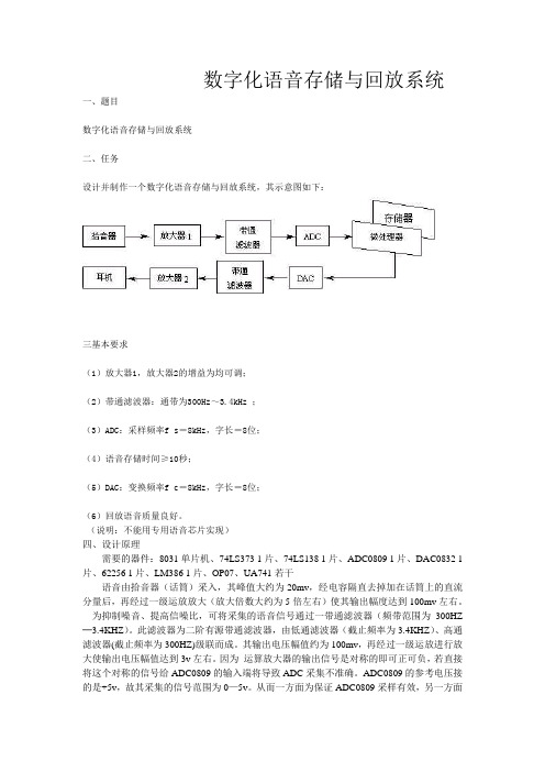 数字化语音存储与回放系统