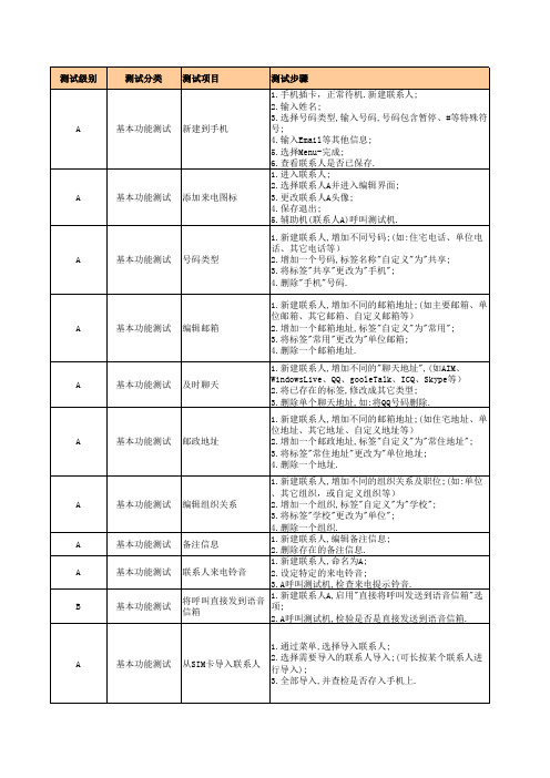 智能机详细测试用例