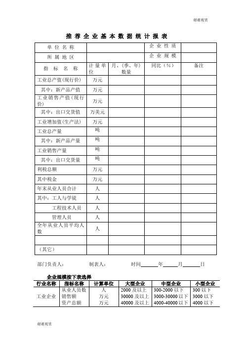 推荐企业基本数据统计报表 .doc