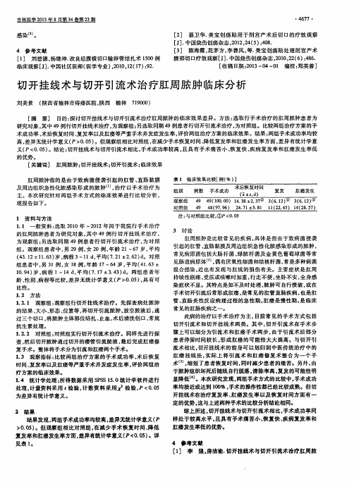 切开挂线术与切开引流术治疗肛周脓肿临床分析