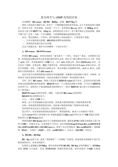 经典解疑文章——蓝光拷贝与1080P高清的区别