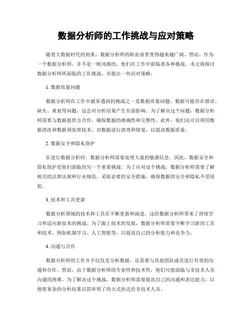 数据分析师的工作挑战与应对策略