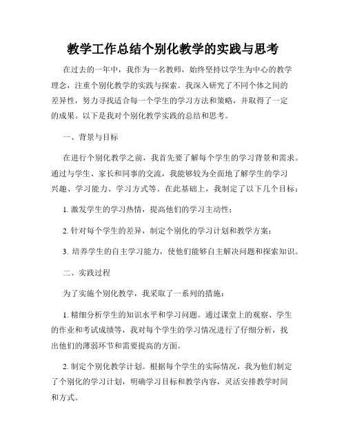 教学工作总结个别化教学的实践与思考