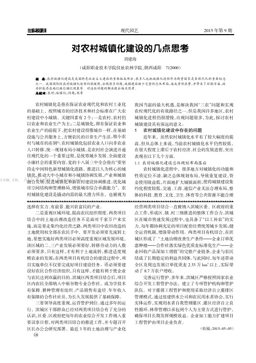 对农村城镇化建设的几点思考