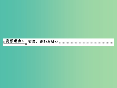 高考生物二轮专题复习 体系通关1 高频考点6 变异、育种与进化
