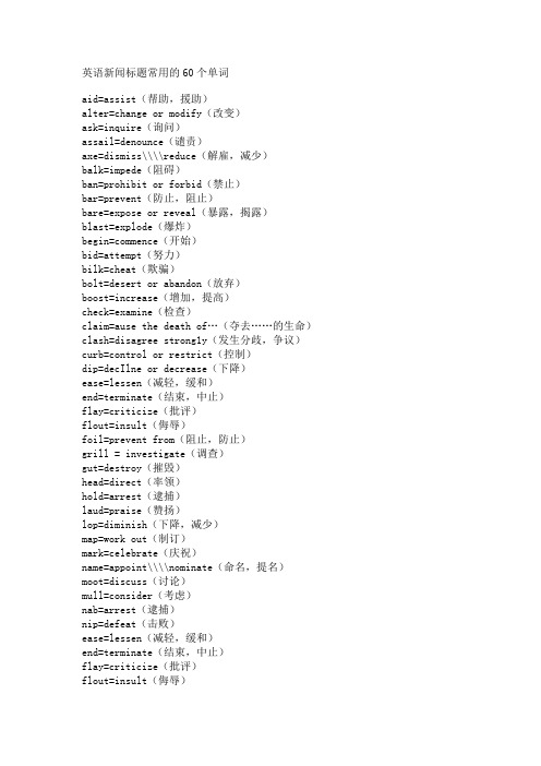 英语新闻标题常用的60个单词