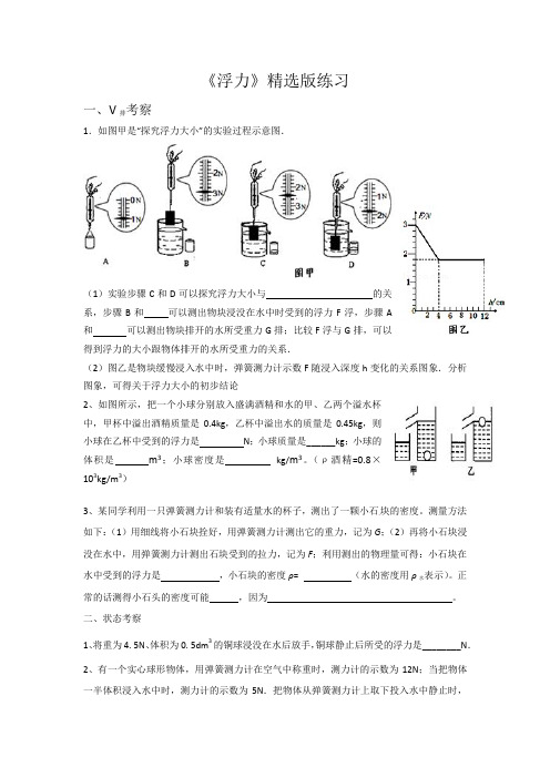 浮力计算题分类精选