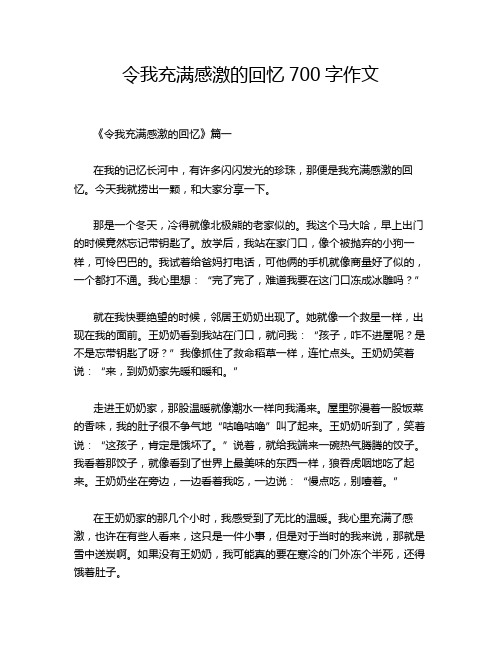 令我充满感激的回忆700字作文