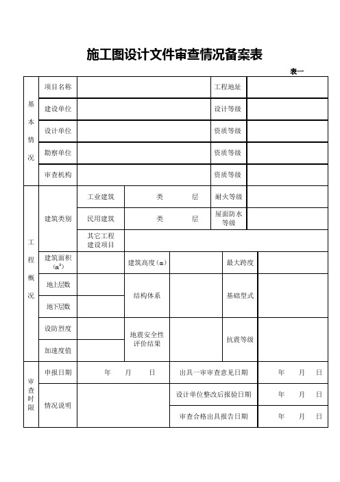 11施工图设计文件审查情况备案表