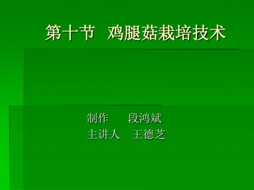 食用菌生产技术 段鸿斌 鸡腿菇栽培技术 Microsoft PowerPoint 演示文稿