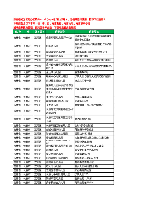 新版吉林省长春市双阳区幼儿园工商企业公司名录名单大全57家