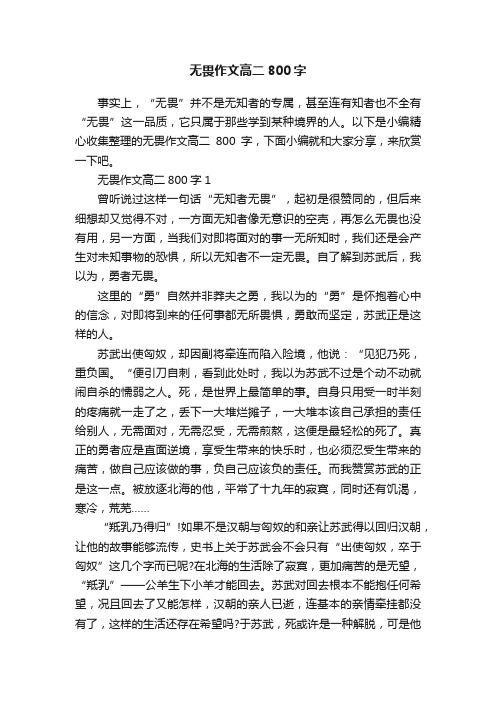 无畏作文高二800字