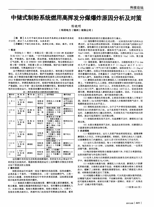 中储式制粉系统燃用高挥发分煤爆炸原因分析及对策