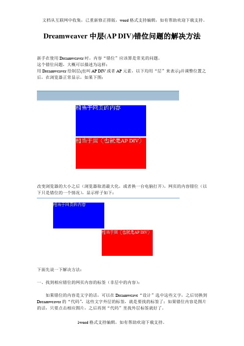 Dreamweaver中层(APDIV)错位问题的解决方法