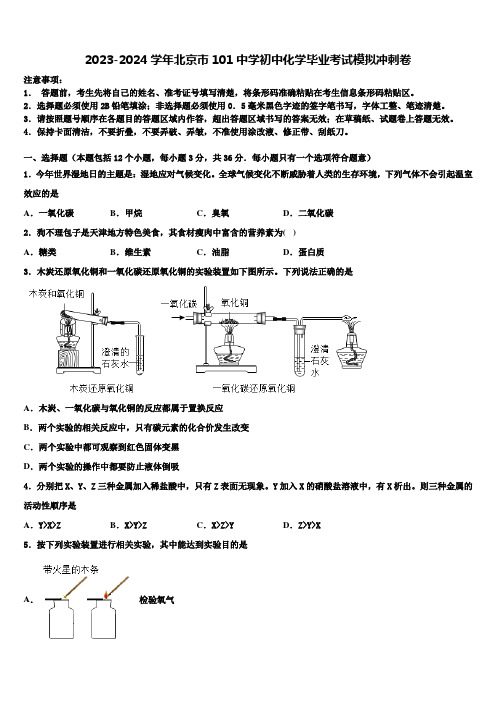 2023-2024学年北京市101中学初中化学毕业考试模拟冲刺卷含解析