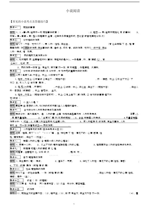 (完整)初中语文小说阅读技巧详细版.doc