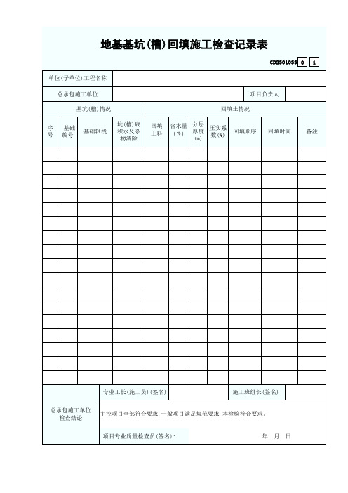 地基基坑(槽)回填施工检查记录表GD2301033