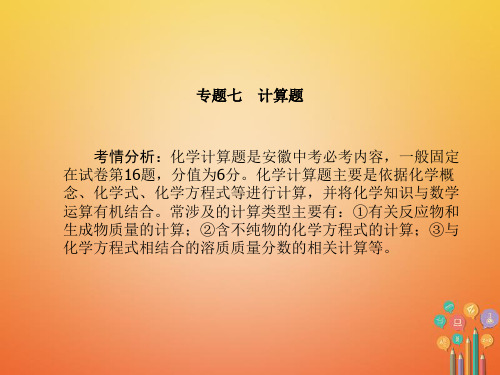 安徽省2018年中考化学复习专题七计算题课件