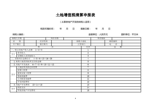 土地增值税清算申报表