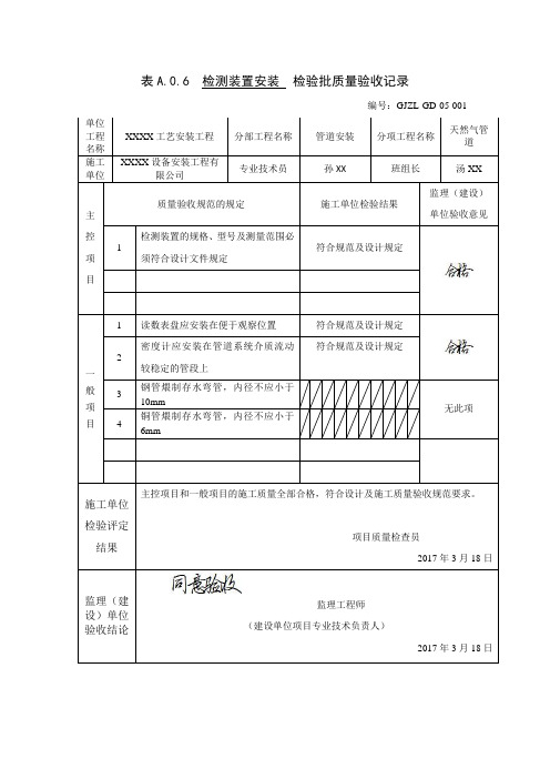 机电安装工程质量检测装置安装检验批1批