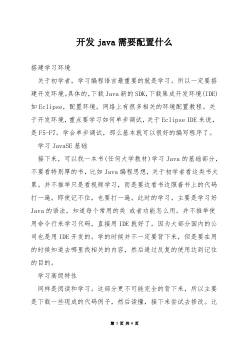 开发java需要配置什么