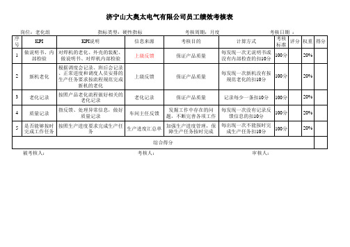 老化组考核指标库 