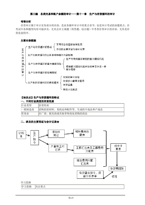 注册会计师-《审计》基础讲义-第十一章 生产与存货循环的审计(16页)