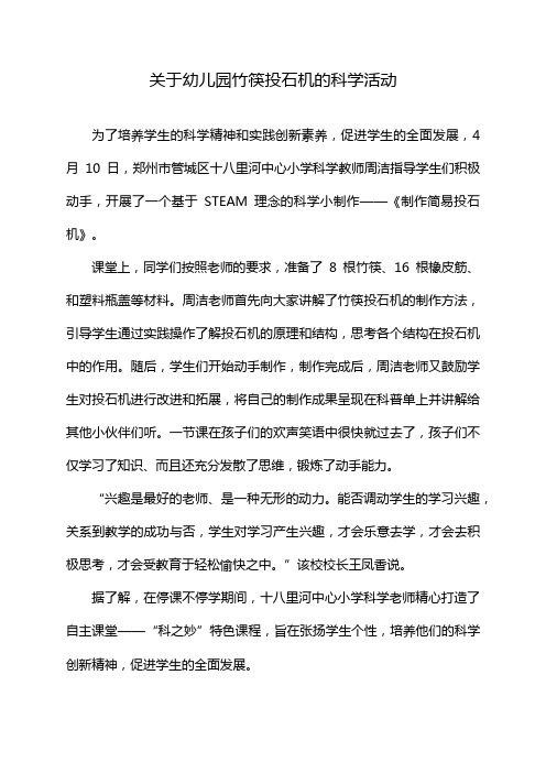 关于幼儿园竹筷投石机的科学活动