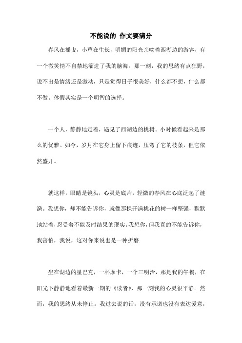 不能说的 作文要满分