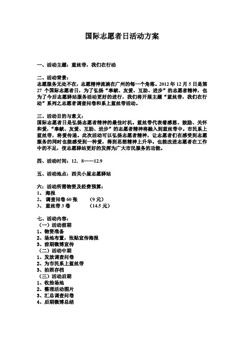 国际志愿者日活动方案