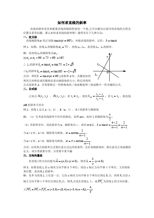 苏教版数学高一-2.1素材 如何求直线的斜率