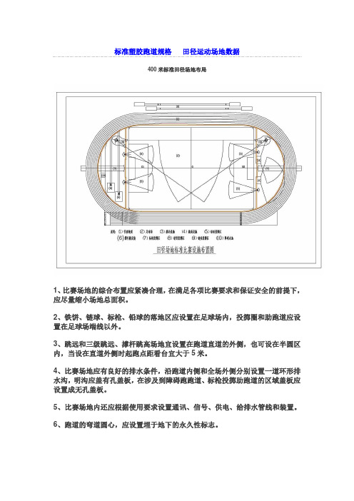 标准塑胶跑道规格  田径运动场地数据