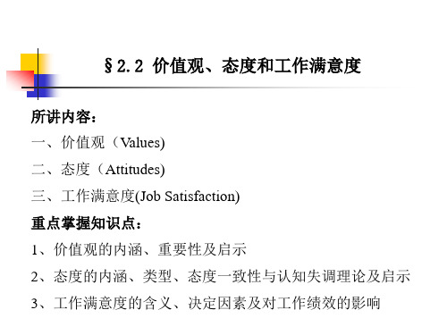 第二章-第二节 价值观、态度和工作满意度