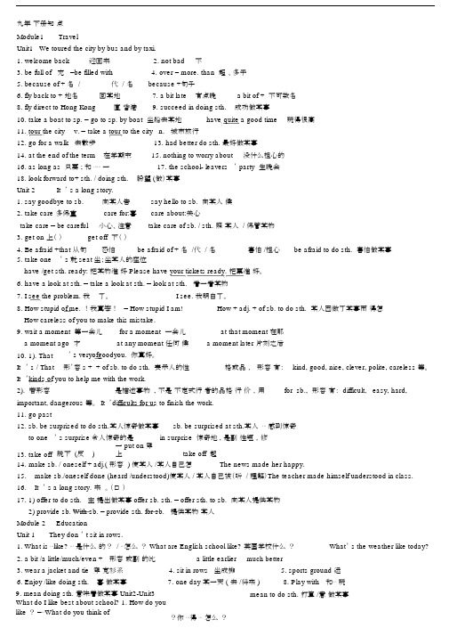 (完整版)外研版英语九年级下册知识点总结.doc