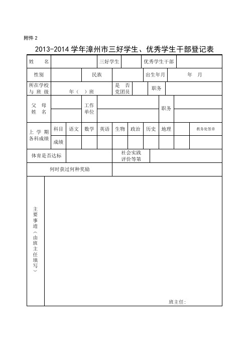 (样板)市三好生、优干登记表