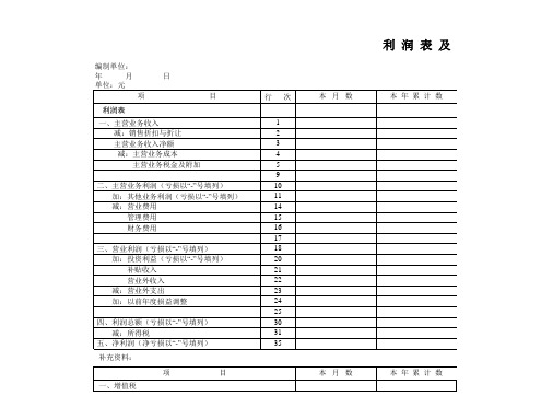 资产负债表及利润表