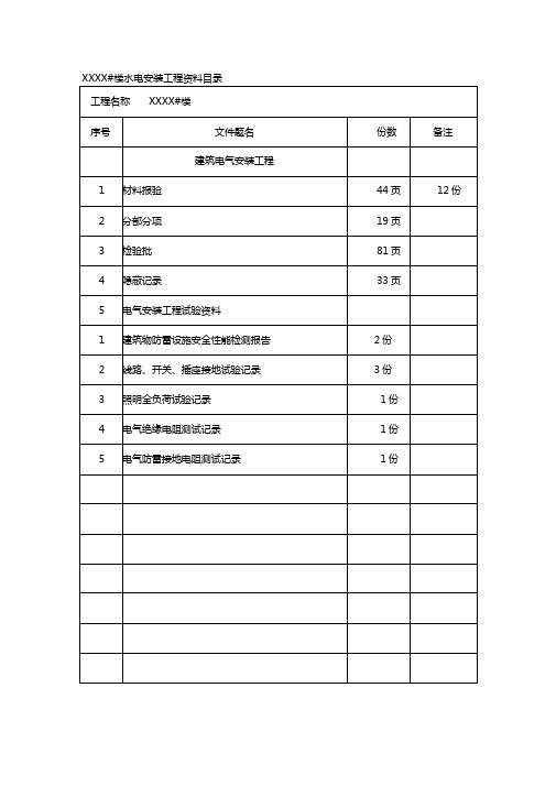 水电安装工程资料目录