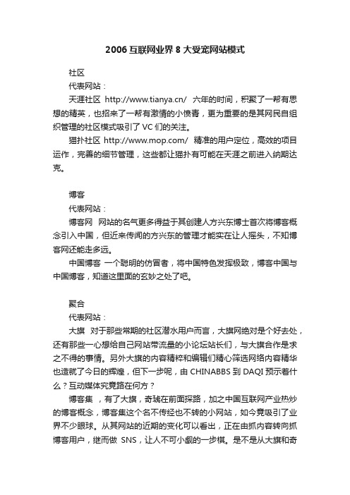 2006互联网业界8大受宠网站模式